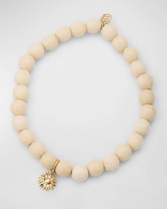 Small Evil Eye Petal Charm on Jasper Beaded Bracelet