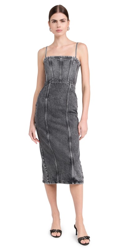ICON DENIM LA Jane Slim Midi Dress Grey
