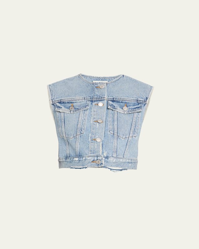 Leo Cropped Denim Vest