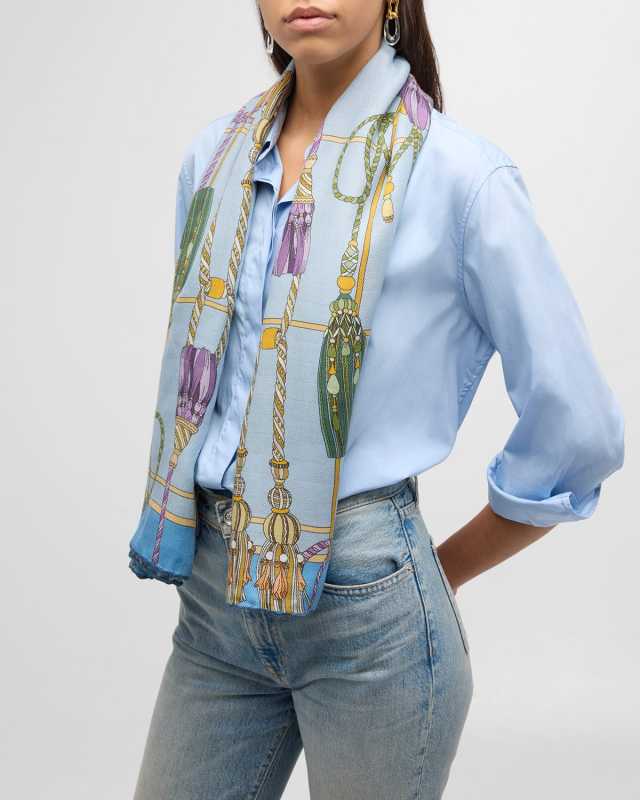 Remini Light Blue Cashmere-Blend Scarf