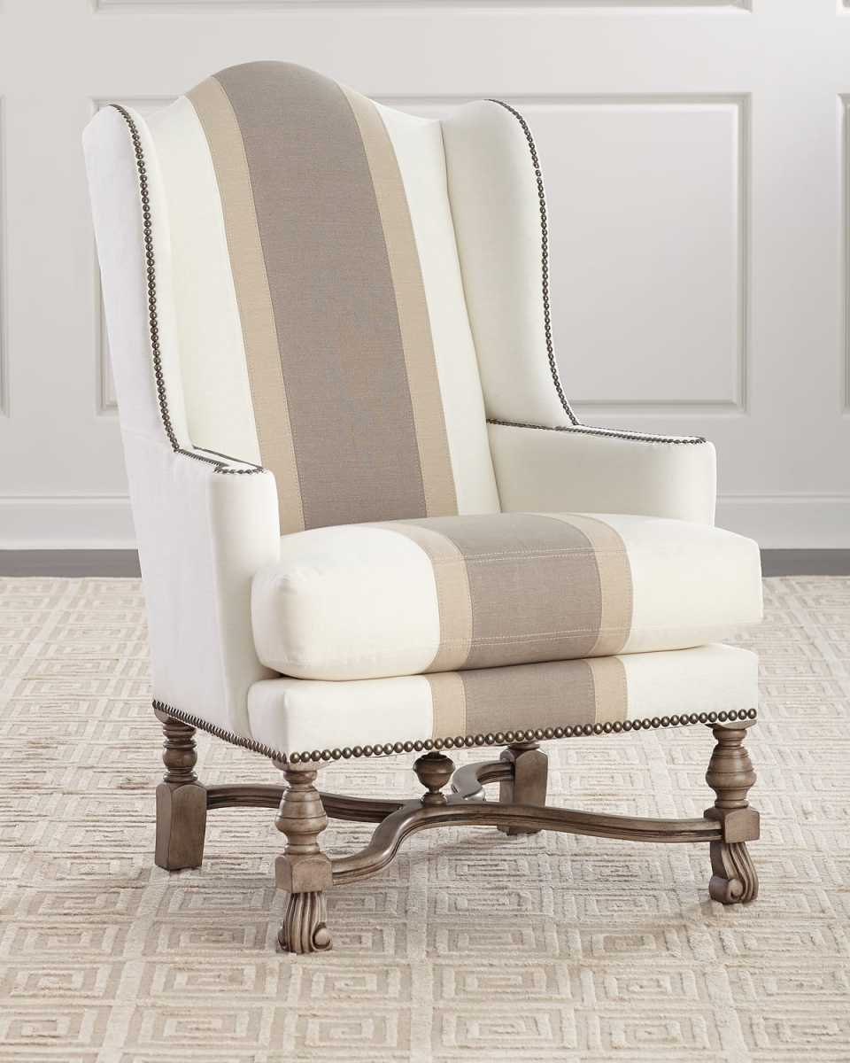 Natural Colorblock Wing Chair