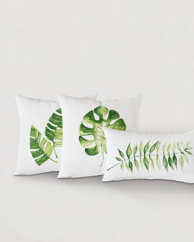Hand Painted Double Leaf Pillow