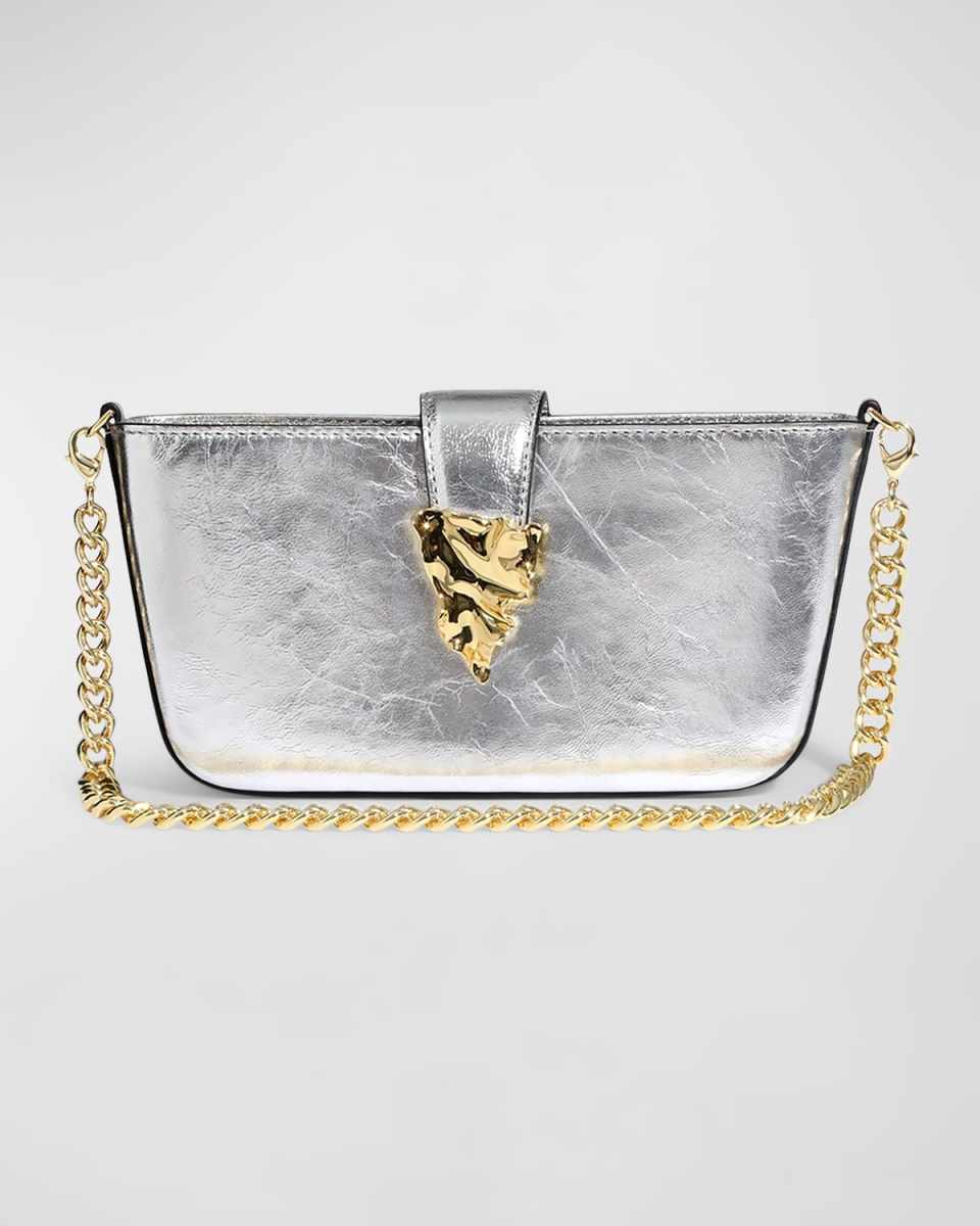 The Crumple Convertible Metallic Leather Crossbody Bag