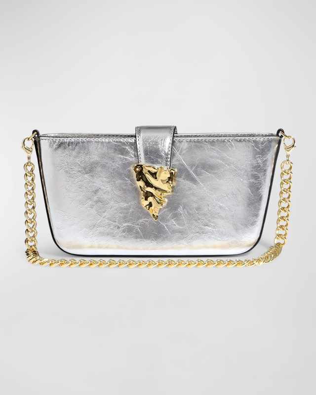 The Crumple Convertible Metallic Leather Crossbody Bag