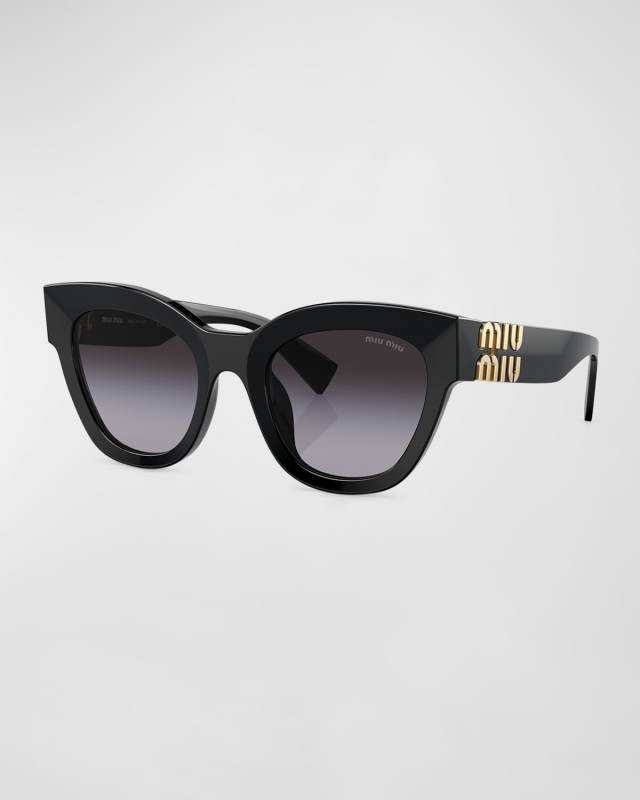 Vertical Logo Beveled Acetate Butterfly Sunglasses