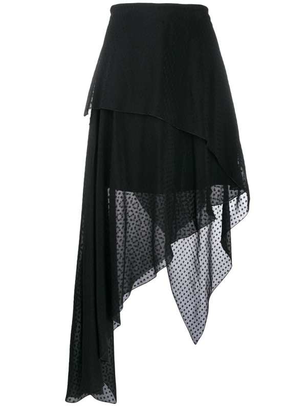 asymmetric polka dot skirt