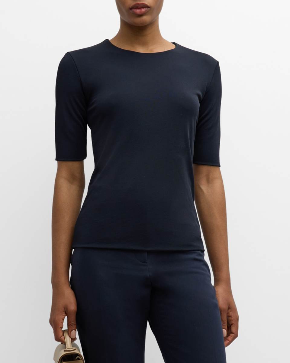 Elbow-Sleeve Slim Top