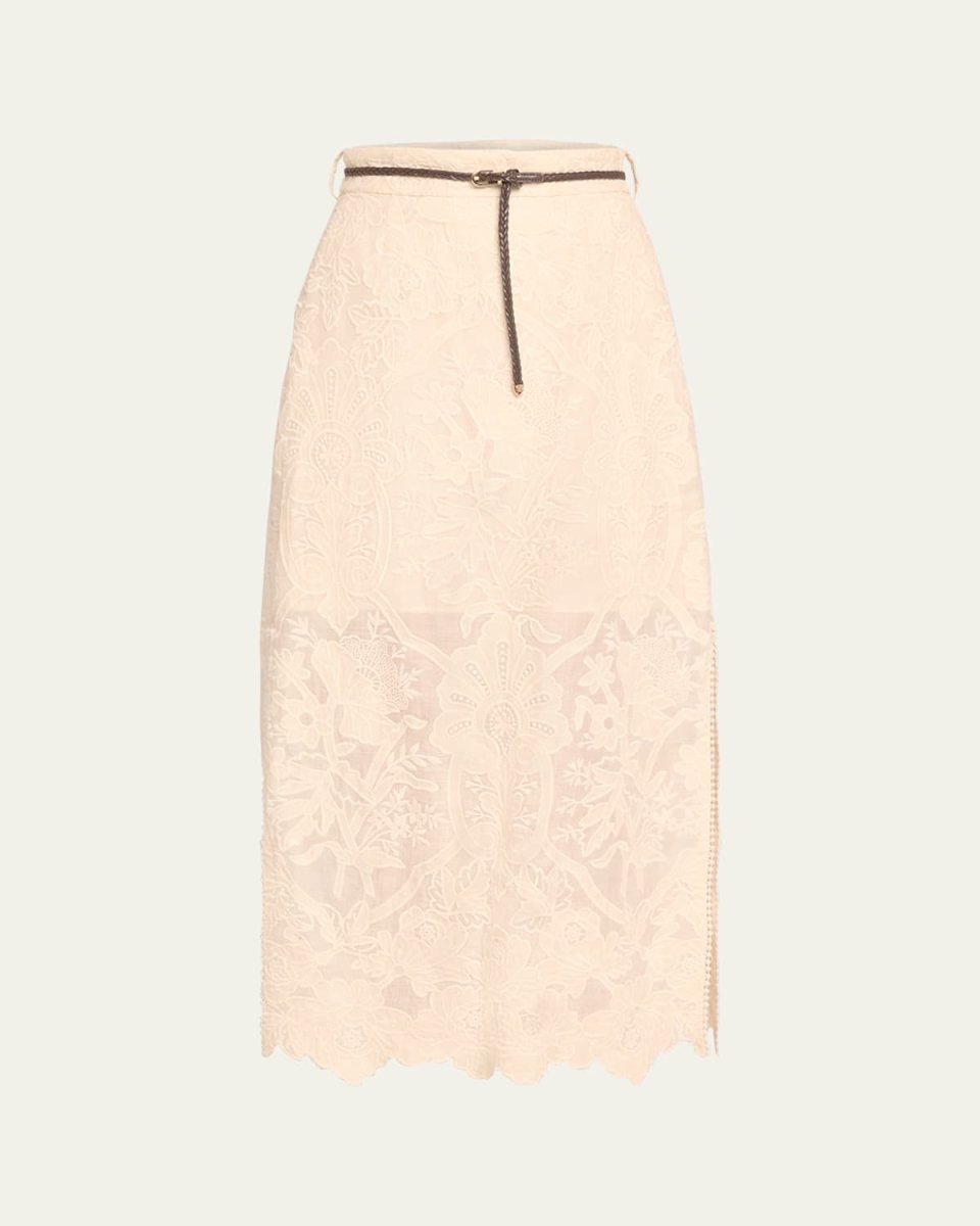 Ottie Embroidered Midi Skirt