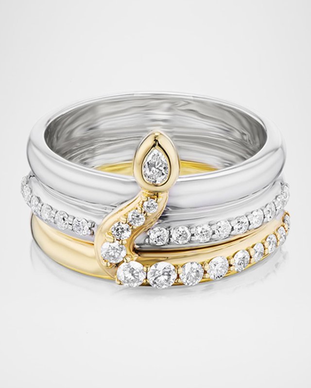 Two Tone Diamond Snake Ring