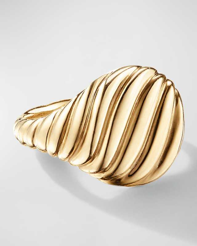 Sculpted Cable Pinky Ring in 18K Gold, 13mm