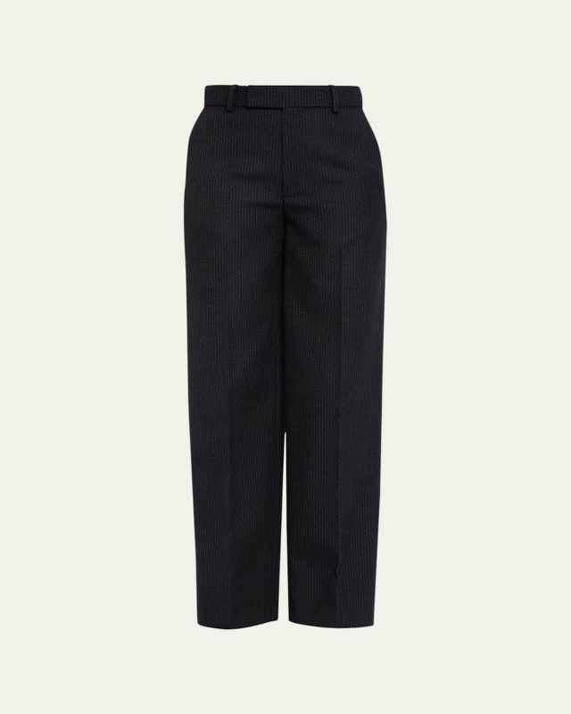 Pinstripe Straight-Leg Tailored Trousers