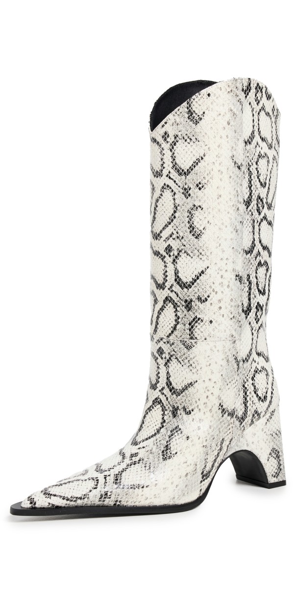 Coperni Snake Print Bridge Cowboy Boots White/Grey