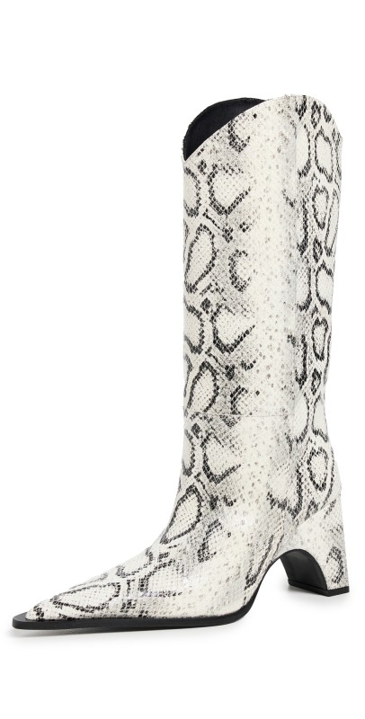 Coperni Snake Print Bridge Cowboy Boots White/Grey
