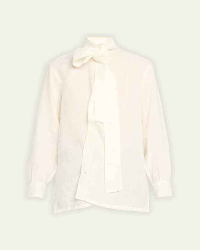 Kimono Neck-Tie Linen Shirt