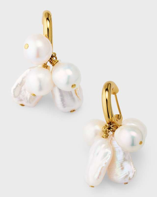 Baroque Pearl Huggie Hoop Earrings