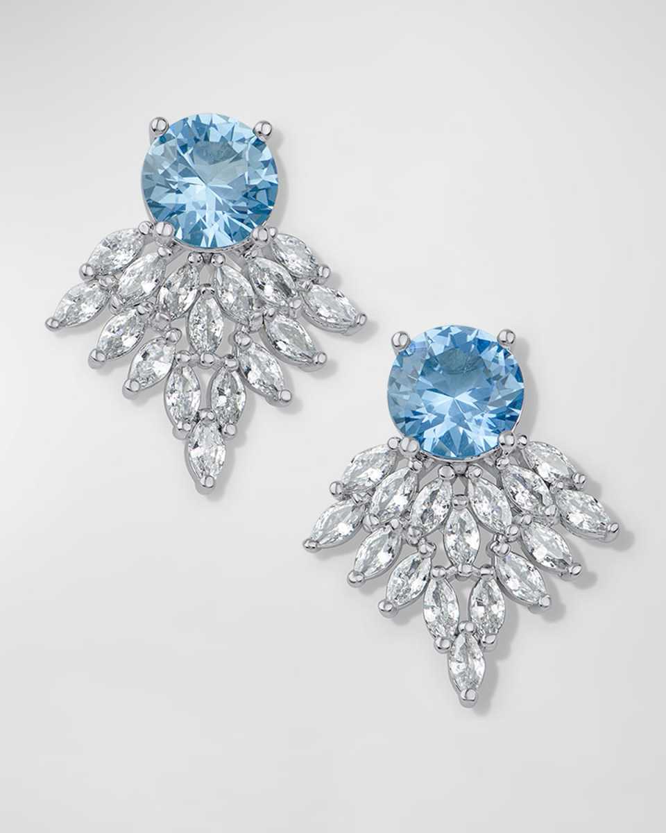 Round And Marquise Cluster Cubic Zirconia Drop Earrings, 4tcw