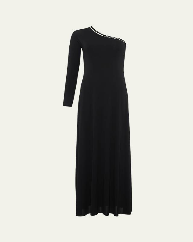 Play One-Shoulder Ric Rac-Trim Long Dress