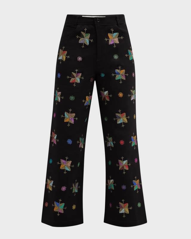 Atlas Mountains Embellished Wide-Leg Ankle Pants