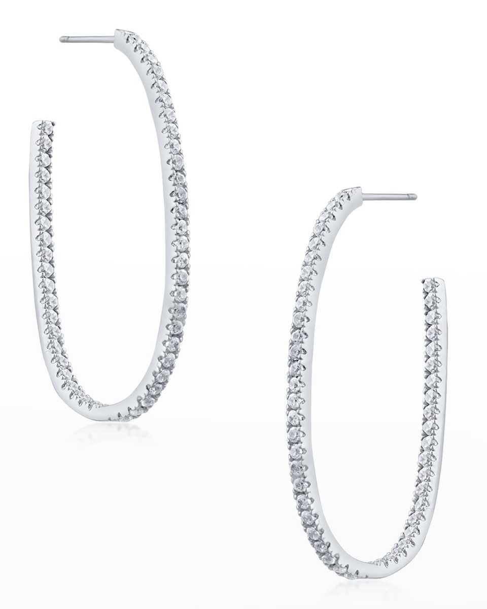 Round Cubic Zirconia Oval In-and-Out Hoop Earrings