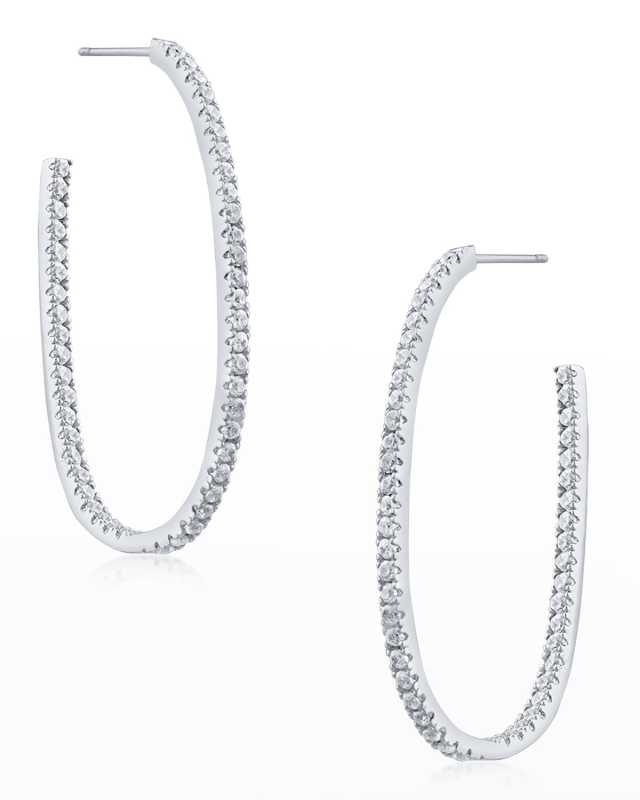 Round Cubic Zirconia Oval In-and-Out Hoop Earrings