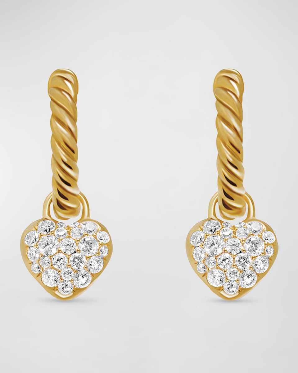 Petite Interchangeable Pave Heart Earrings in 18K Gold with Diamonds, 16.4mm