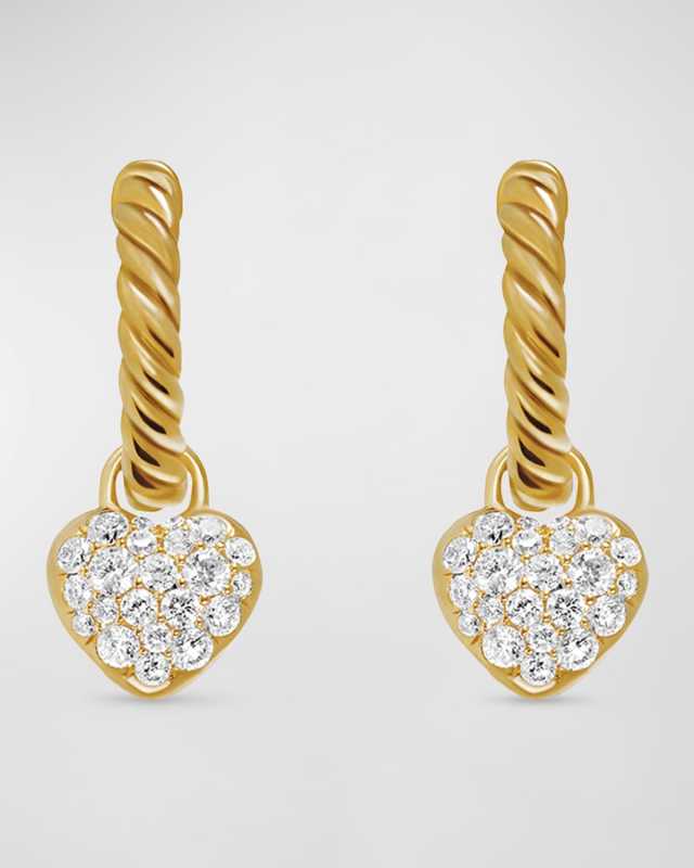 Petite Interchangeable Pave Heart Earrings in 18K Gold with Diamonds, 16.4mm