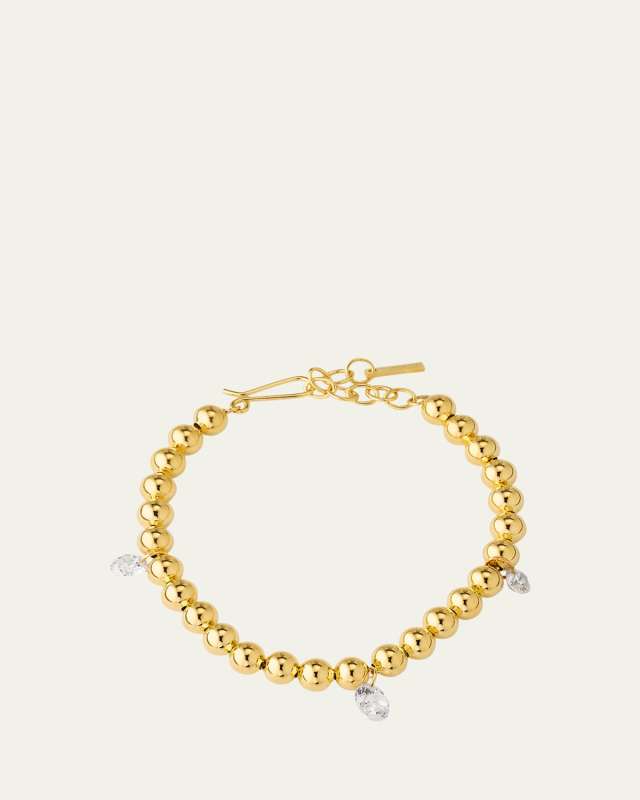18K Gold Plated Recycled Silver Bracelet with Cubic Zirconia Droplets