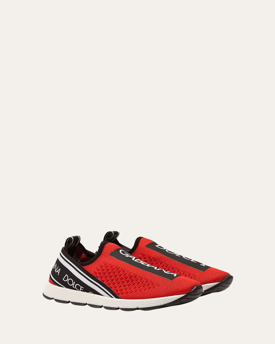Kid's Slip-On Knit Logo Patch Sneakers, Kids
