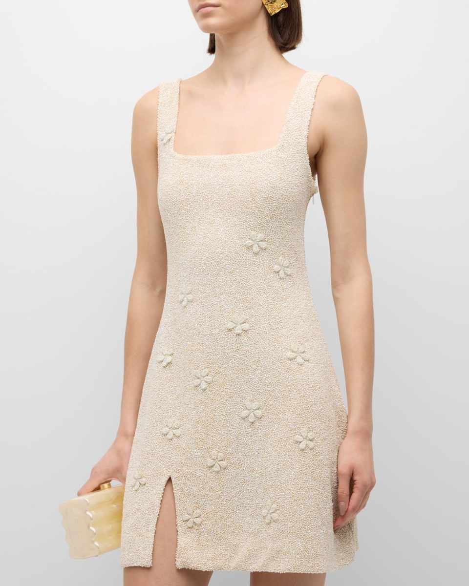 Le Sable Beaded Square-Neck Mini Dress