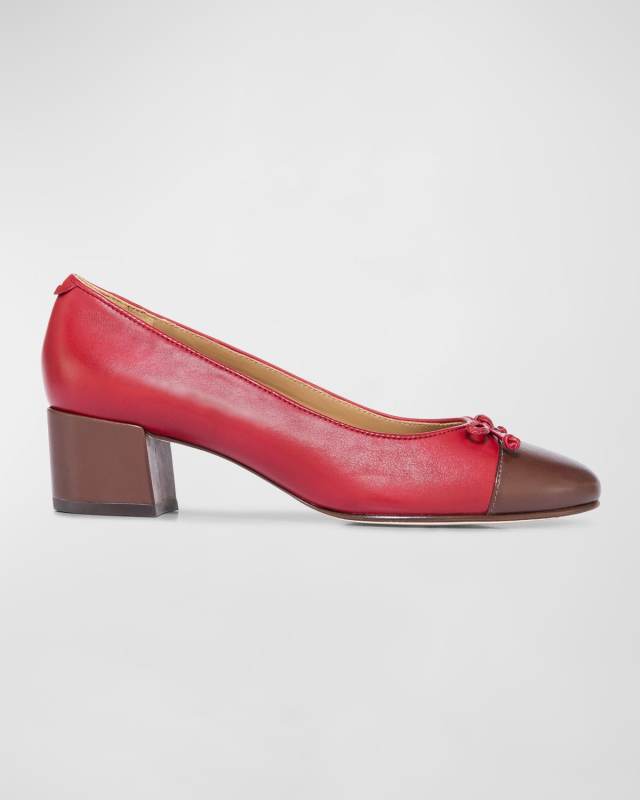 Marisol Bicolor Cap-Toe Ballerina Pumps