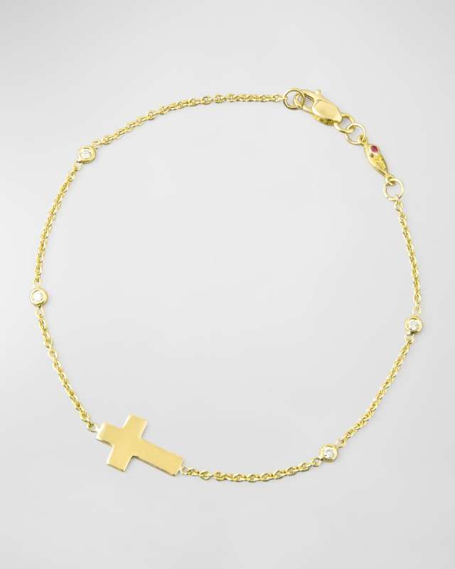Integrated Cross Diamond Bracelet, Yellow Gold