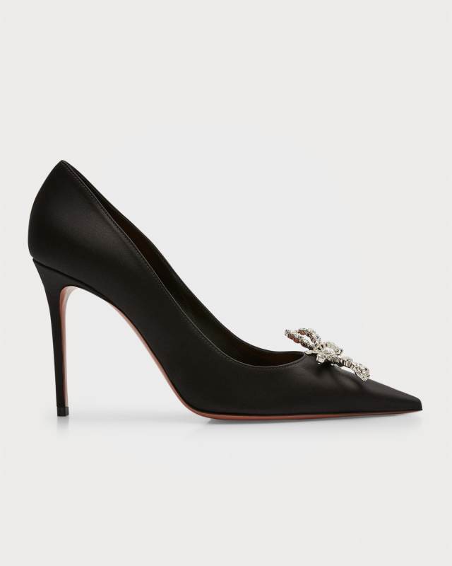 Rosie Crystal Bow Satin Pumps