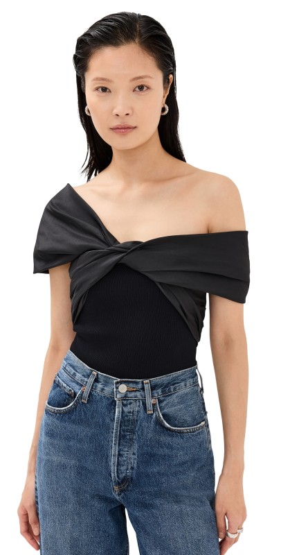 SIMKHAI Celiana Knit Combo Top Ivory