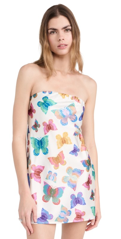 Show Me Your Mumu Taylor Tube Mini Dress rainbow butterflies