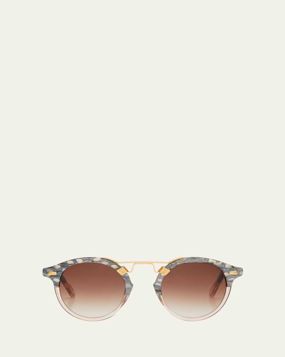 St. Louis Round Gradient Acetate Aviator Sunglasses