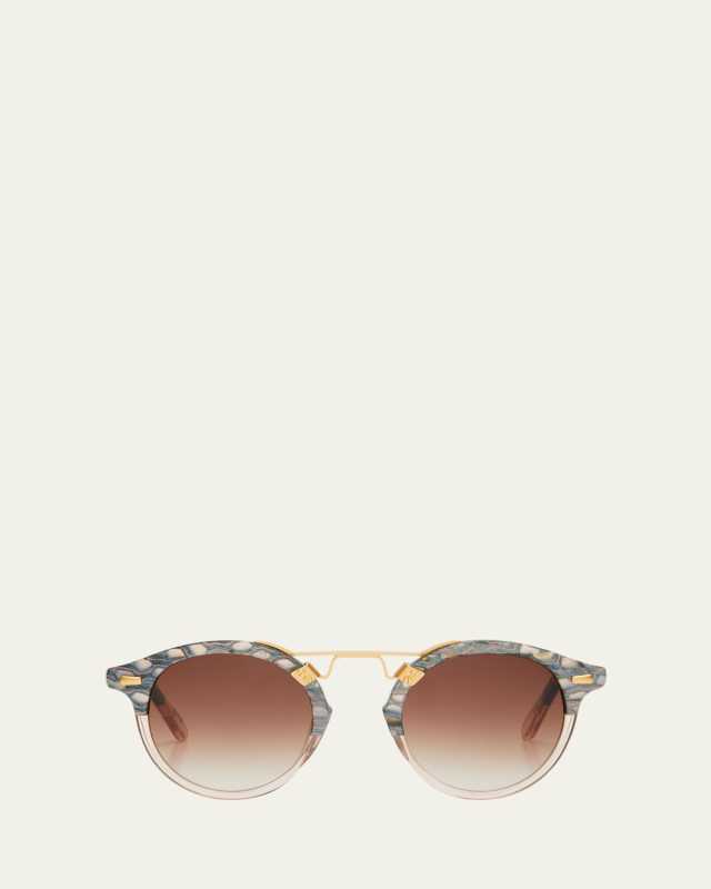St. Louis Round Gradient Acetate Aviator Sunglasses