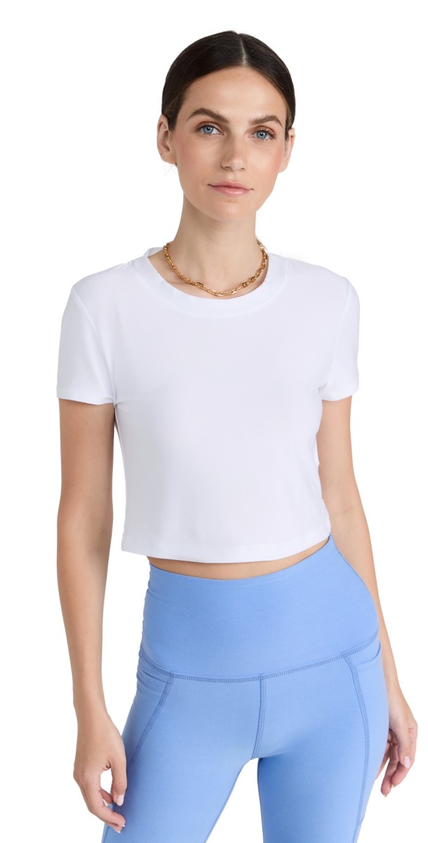 Beyond Yoga Featherweight Perspective Cropped Tee Cloud White