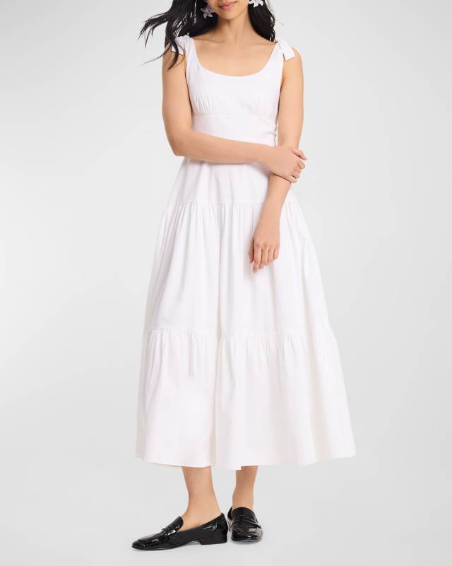 newport tiered a-line midi dress