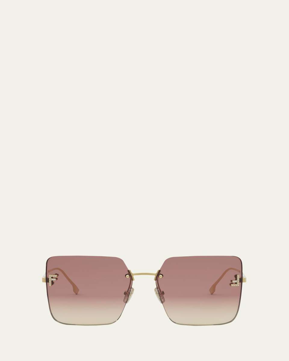 Oversized Rimless Square Metal & Nylon Sunglasses