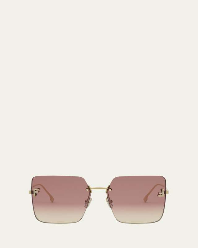 Oversized Rimless Square Metal & Nylon Sunglasses