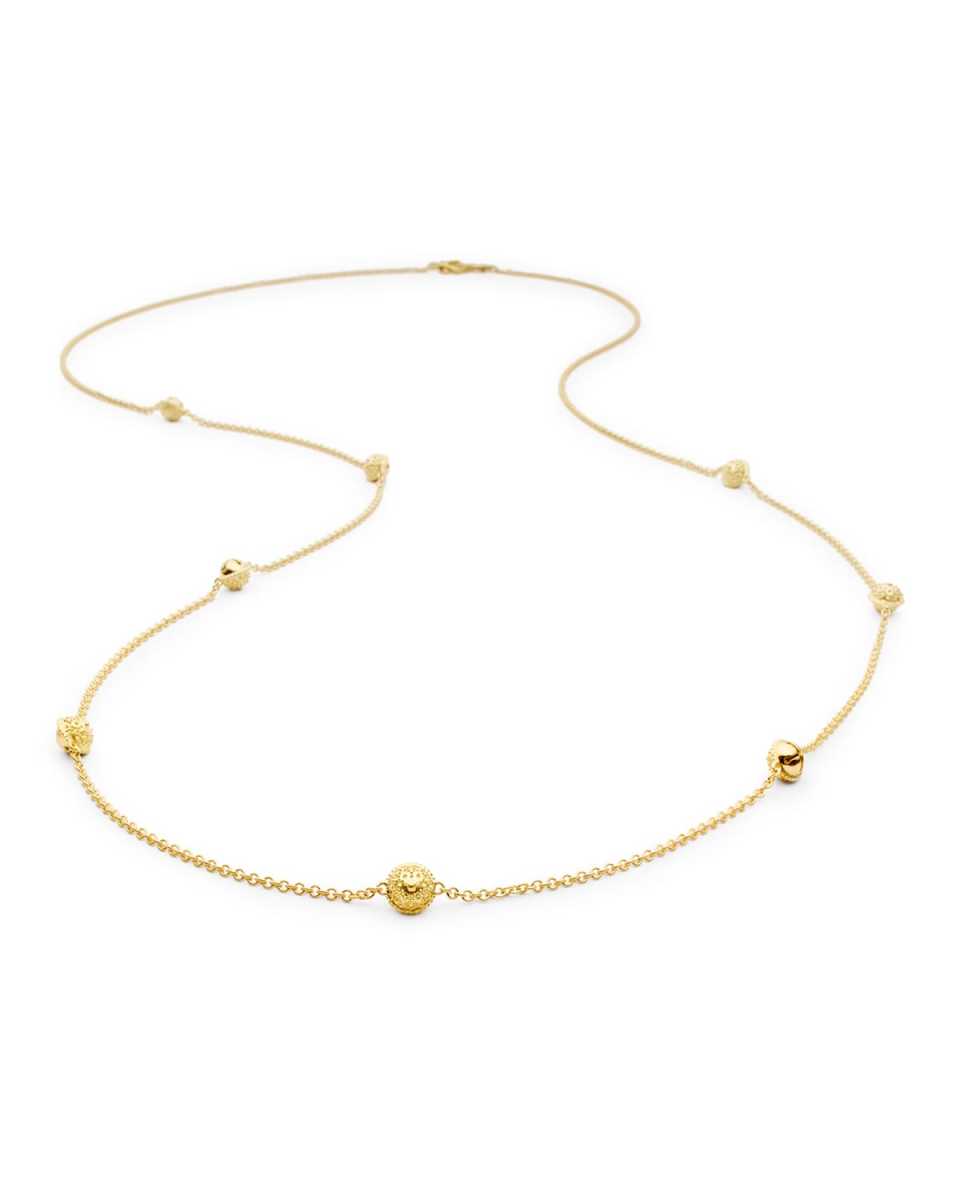 18k Gold Jingle Meditation Bell Necklace, 36"L