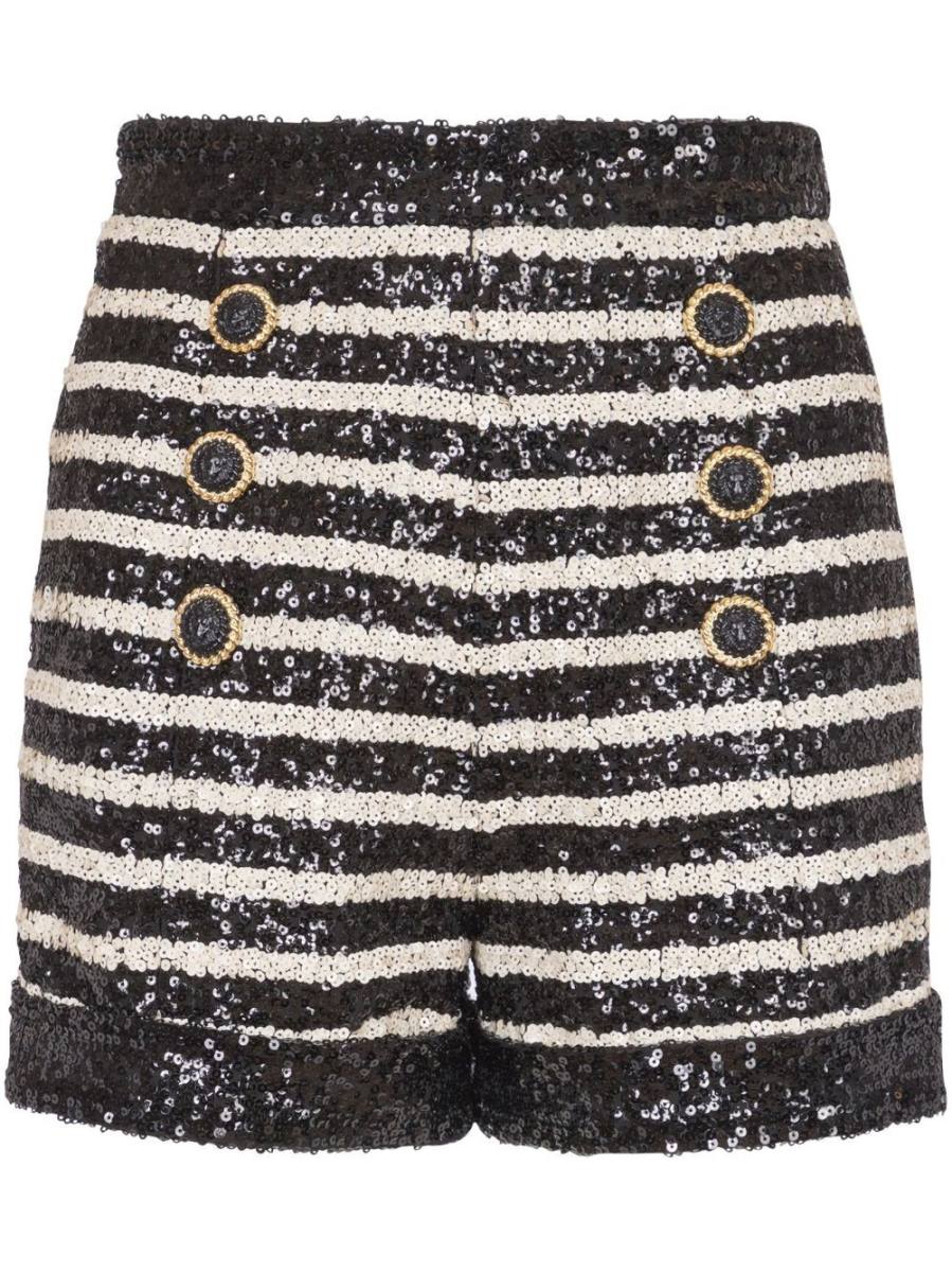 stripe-print rhinestone-embellished shorts