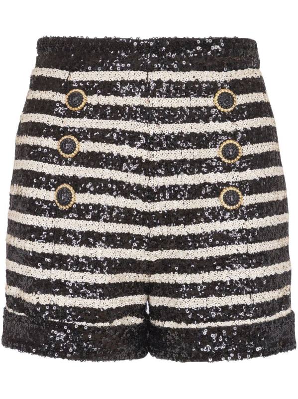stripe-print rhinestone-embellished shorts