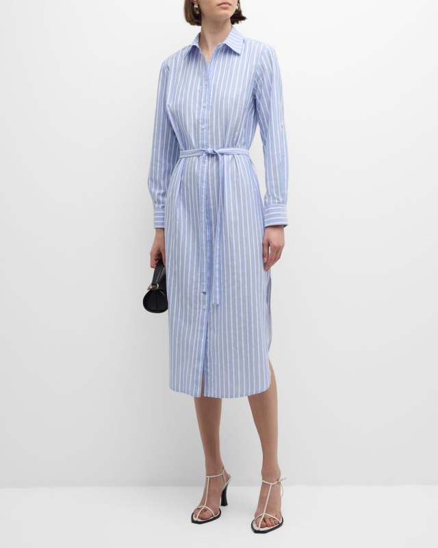 Alex Striped Cotton Dobby Midi Shirtdress