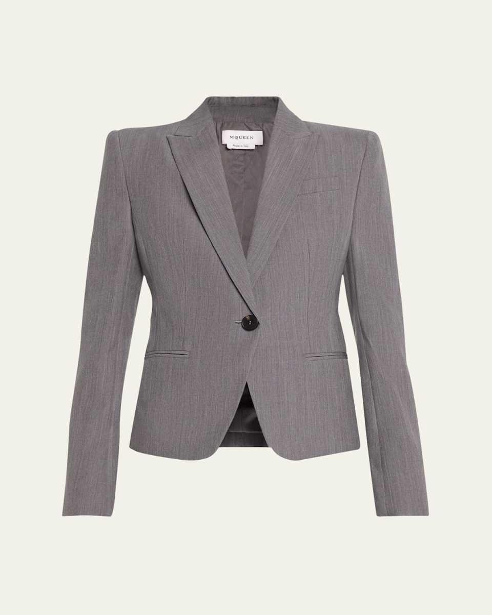 Single-Breasted Wool-Mohair Blazer Jacket