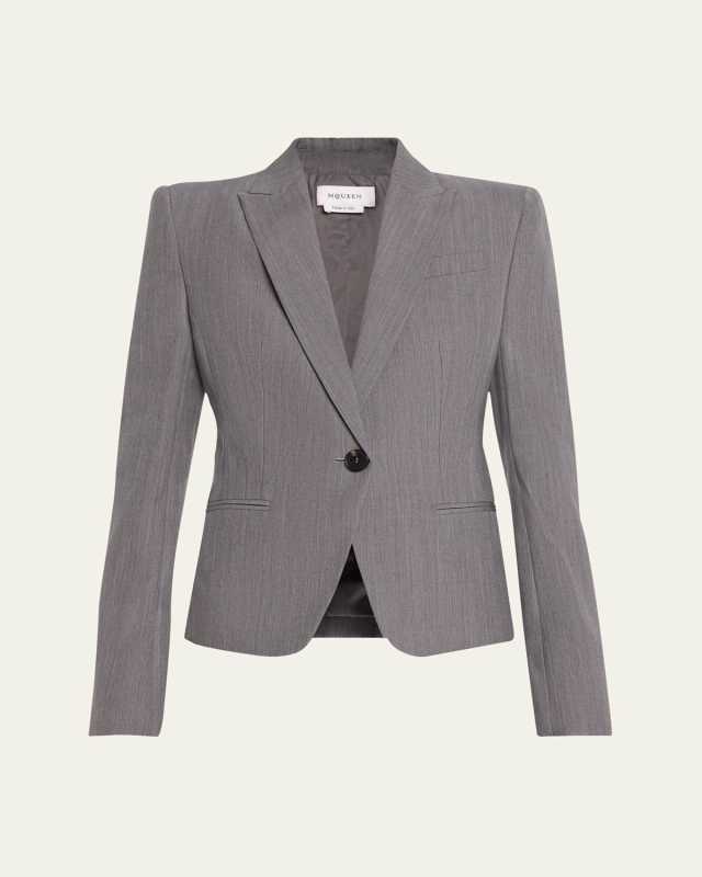 Single-Breasted Wool-Mohair Blazer Jacket