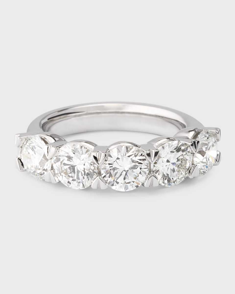 Lab Gown Diamond 18K White Gold 5 Station Ring, size 6, 3.0tcw