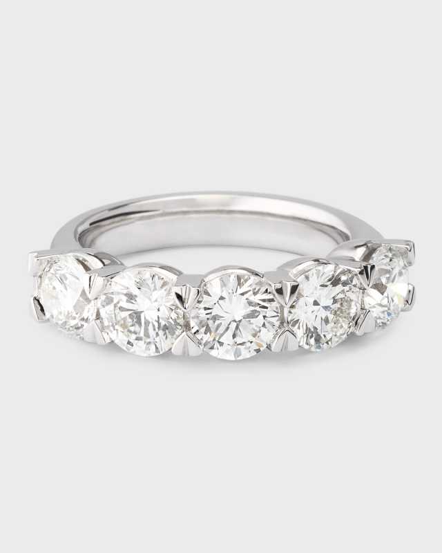 Lab Gown Diamond 18K White Gold 5 Station Ring, size 6, 3.0tcw