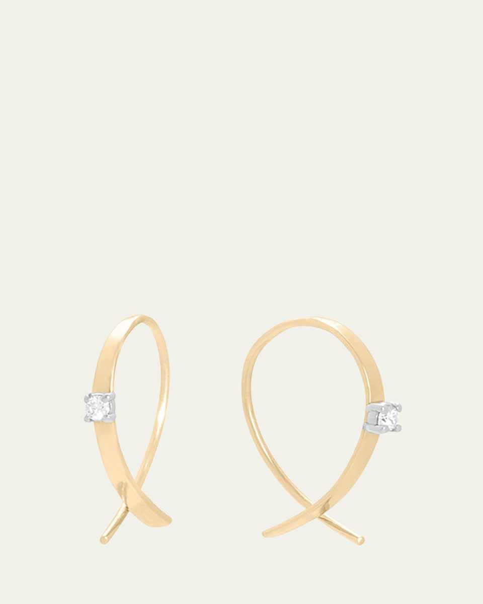 Solo Mini Flat Upside Down Hoops with Diamonds