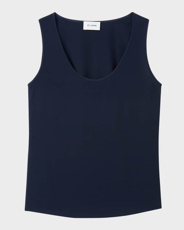 Scoop-Neck Silk Blend Crepe De Chine Tank Top